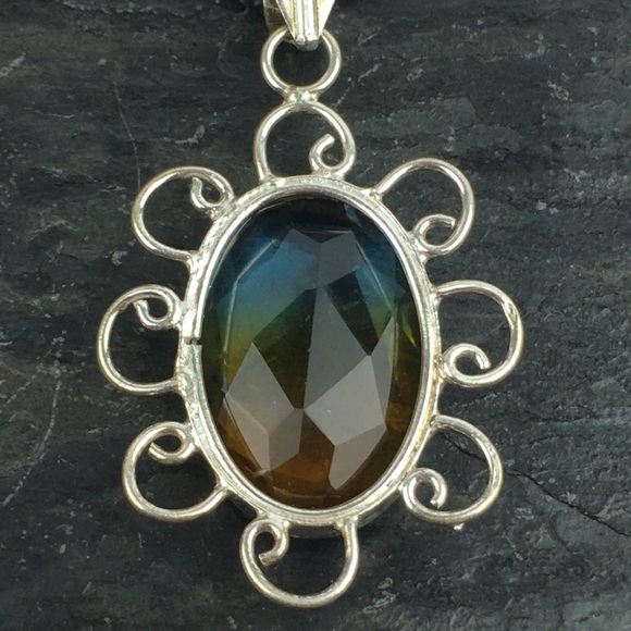 Sim Bi Color Tourmaline Pendant Necklace - Picture 12 of 12